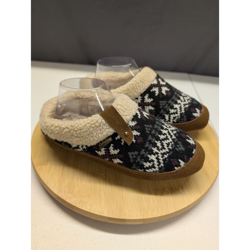 Cabela's Slippers Women's Size 9 Fair Isle Fleece Lined Clog Cabin Camping Cozy